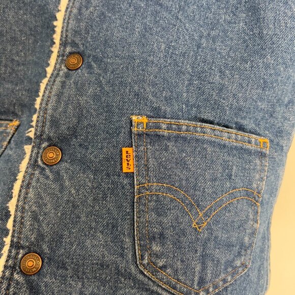 VTG 70s Levi’s Orange Tab Sherpa-Lined Trucker Jacket – Small – - Picture 4 of 5